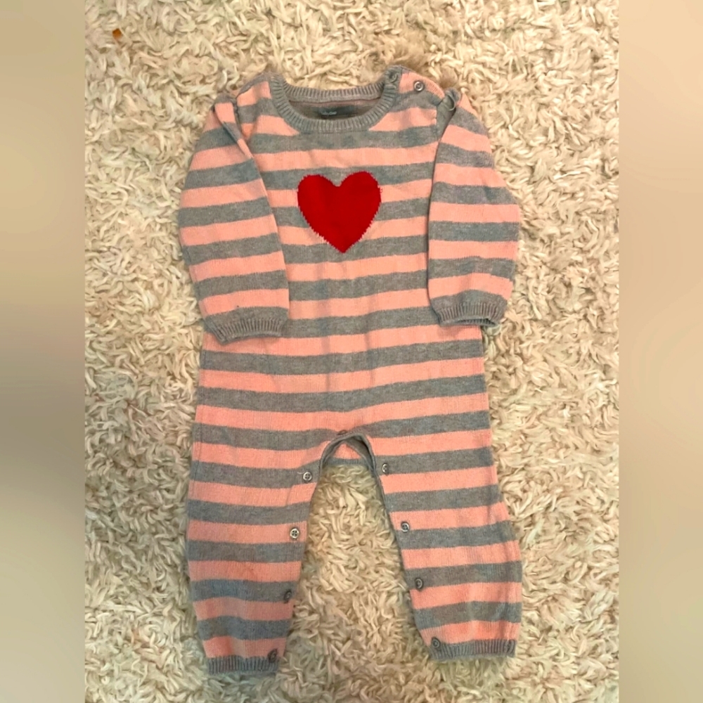 Pink & gray baby 12-18 months one piece outfit